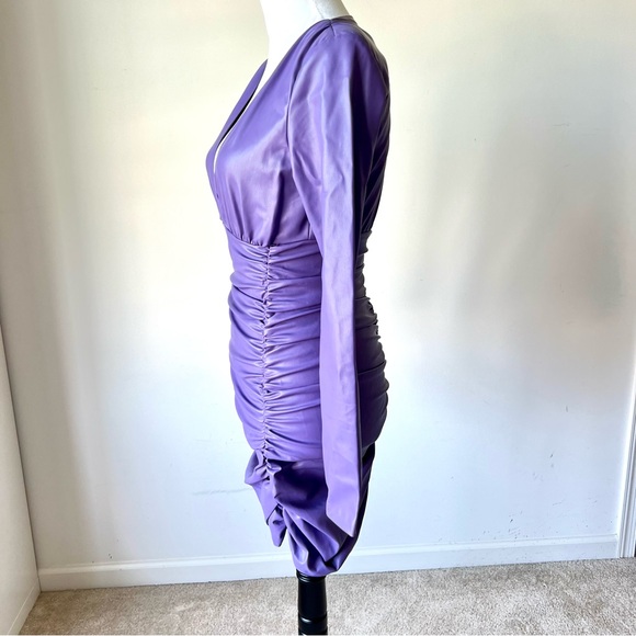 NWOT ZARA Faux Leather Long Sleeve Ruched Mini Dress—SZ. Small - Picture 7 of 17